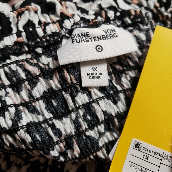 Dvf for Target Women's Smocked Tie Strap Neutral Poppy Midi Dress - Picture 13 of 13